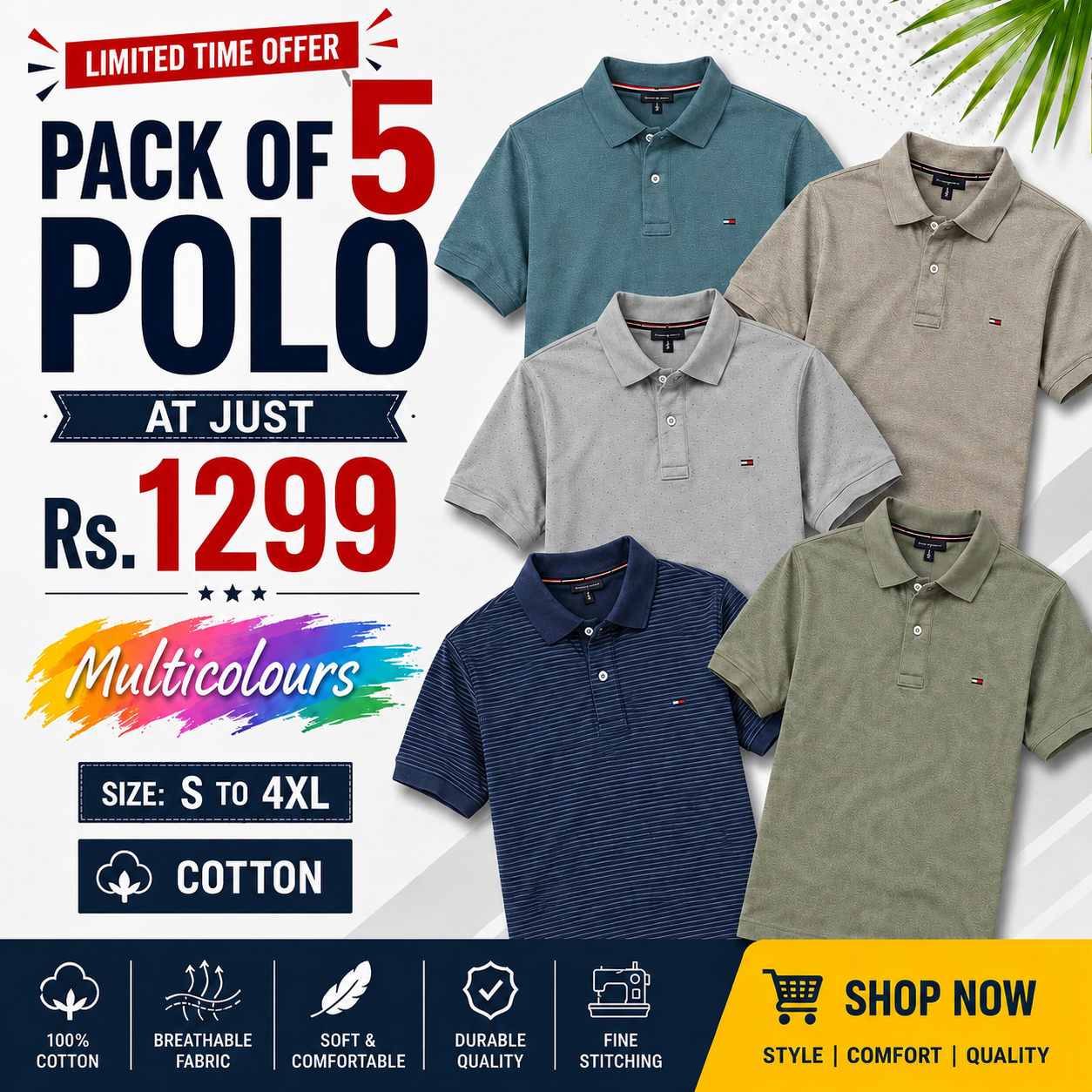 😎 Men's Style™ - Everyday Comfort Polo T-Shirt 👕 | Pack of 5