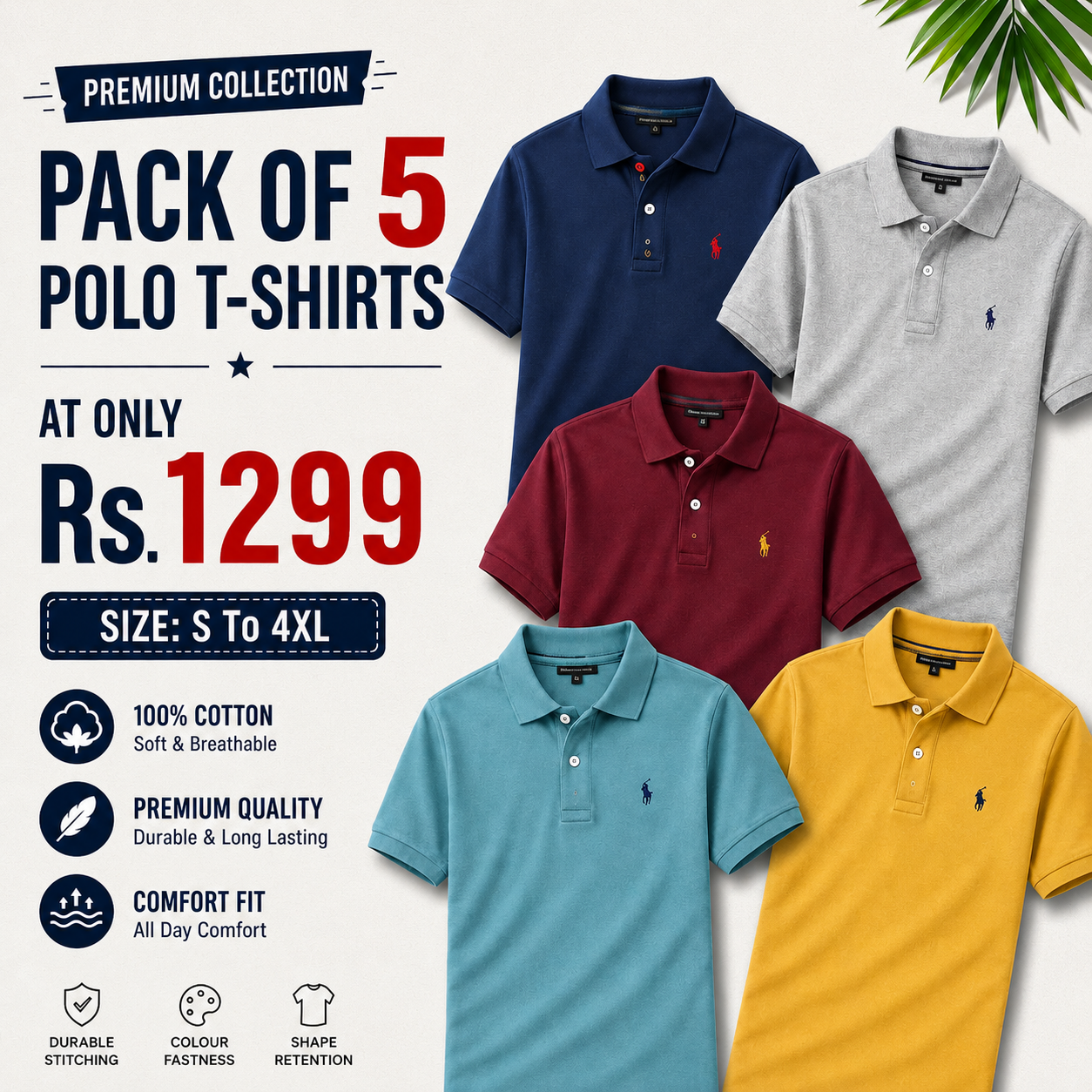 😎 Men's Style™ - Everyday Comfort Polo T-Shirt 👕 | Pack of 5