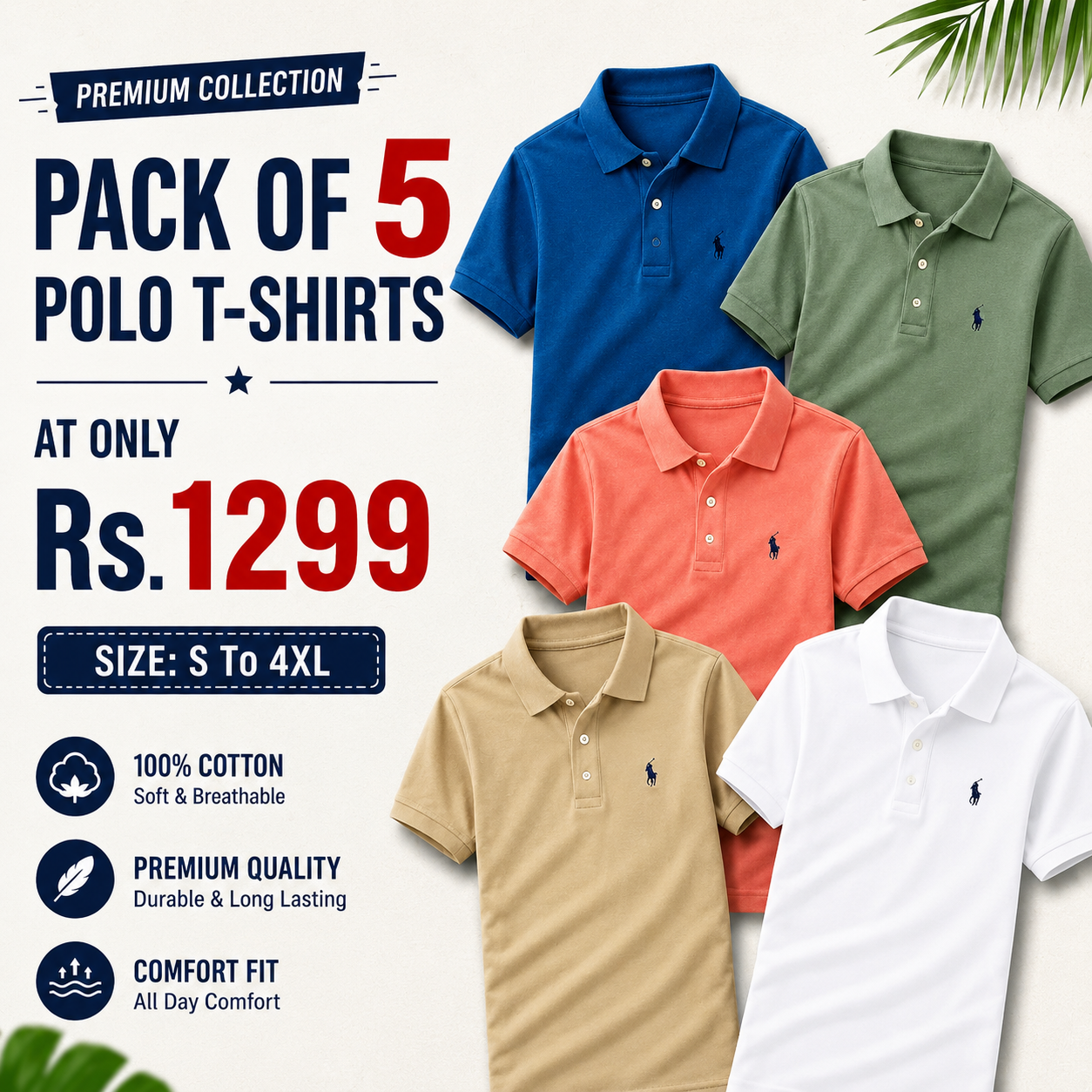 😎 Men's Style™ - Everyday Comfort Polo T-Shirt 👕 | Pack of 5