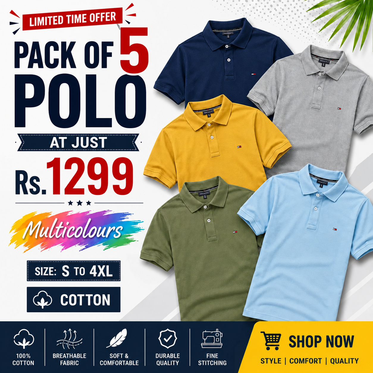 😎 Men's Style™ - Everyday Comfort Polo T-Shirt 👕 | Pack of 5