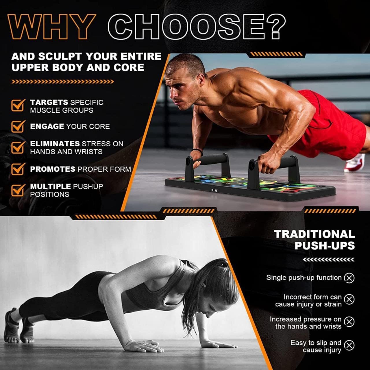 💪 PowerGain™ -  Home Gym Push-Up Board | Flat 45 %