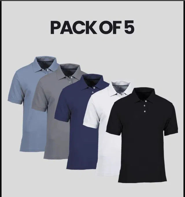 😎 Men's Style™ - Everyday Comfort Polo T-Shirt 👕 | Pack of 5