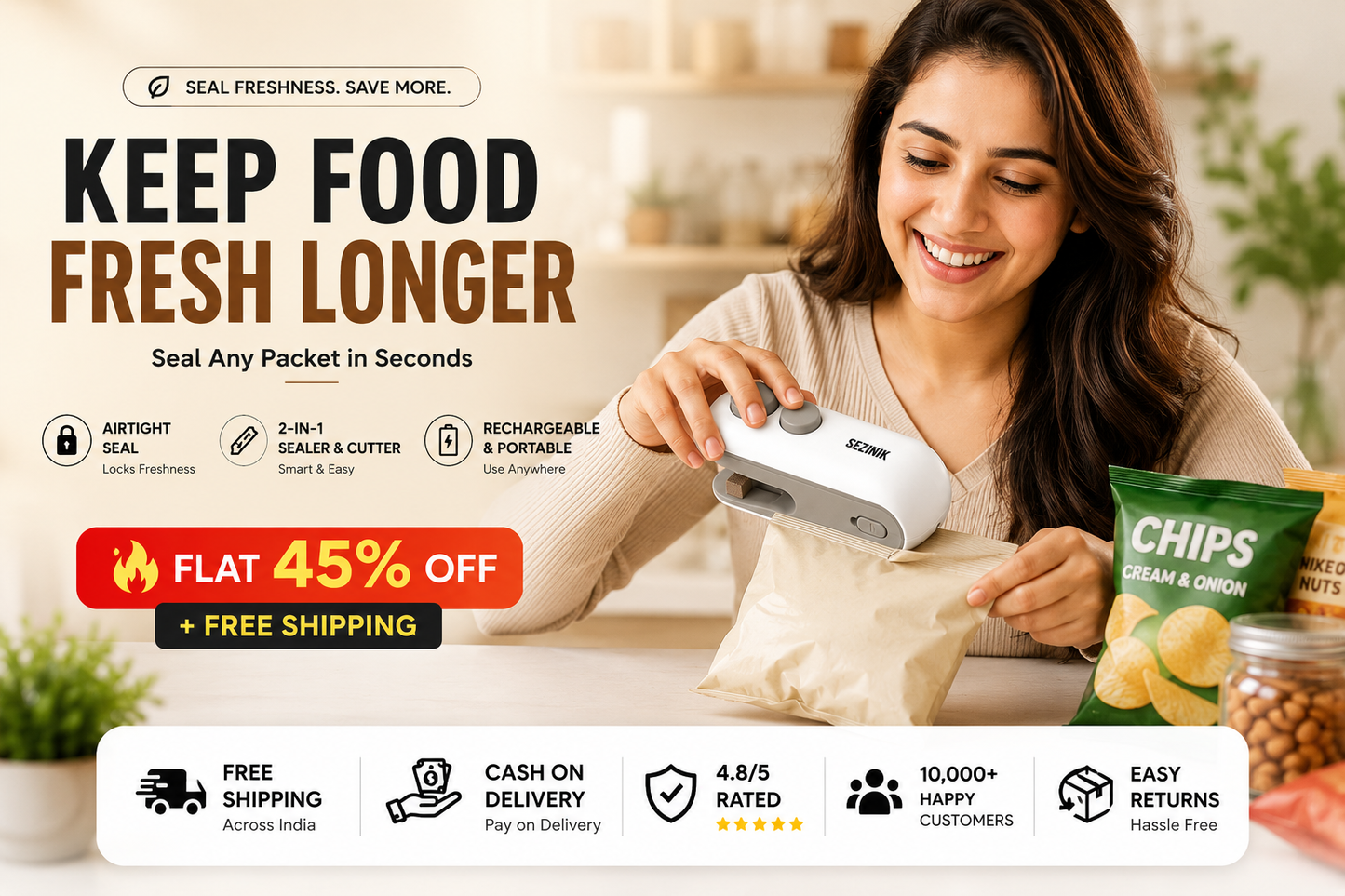 💚 Portable Mini Sealer  FreshLock™ Lock In Freshness Instantly. |  FLAT 45% OFF 🔥