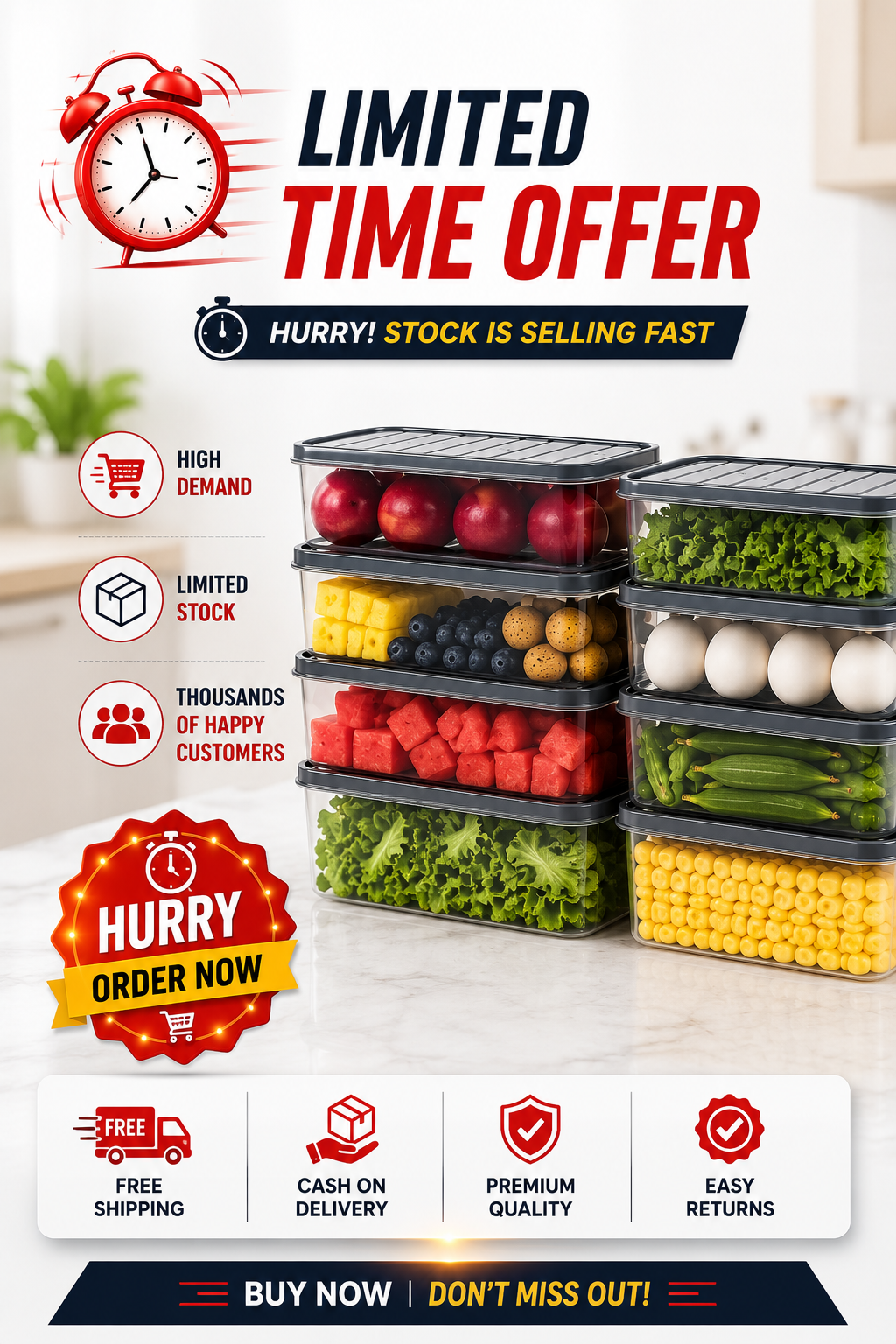 ❤️✨🥦❄️ Fridge Containers -Freshora™ Clean Fridge. Fresh Lifestyle. | FLAT 45% OFF 🔥