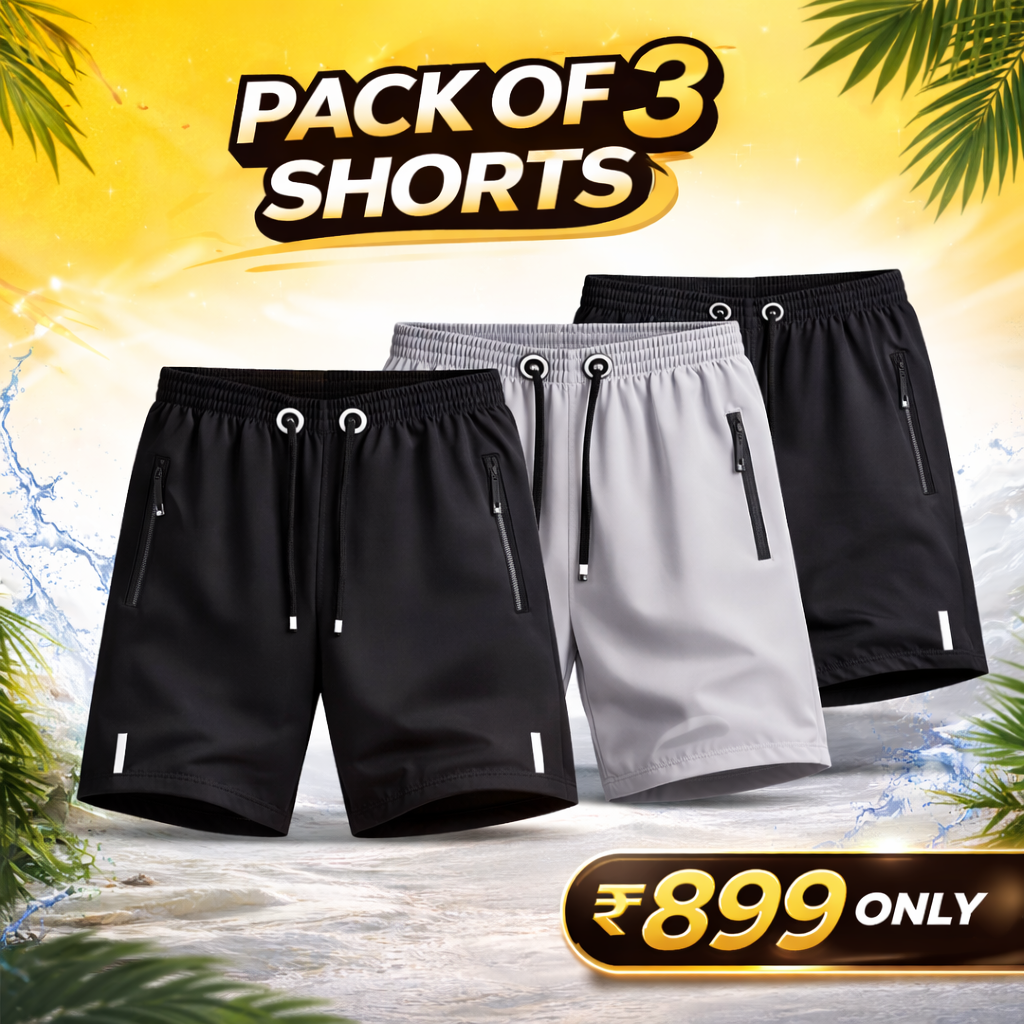 🧊🩳 FlexFit Pro™ - All Day Comfort Shorts |💥 Pack of 3 | M to 4XL ✅